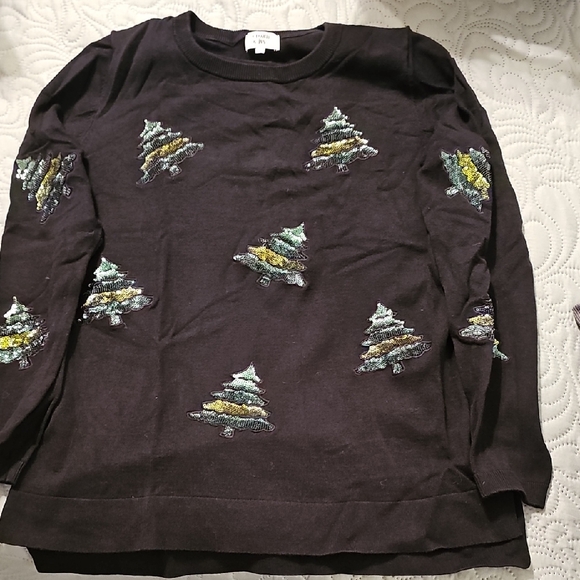 crown & ivy Sweaters - Crown & Ivy Black Sweater with Tree Design